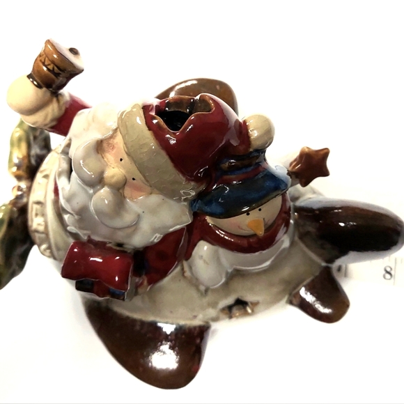 Whimsical Santa and Snowman in Plane Votive Tea Light Candle Holder - Picture 8 of 12